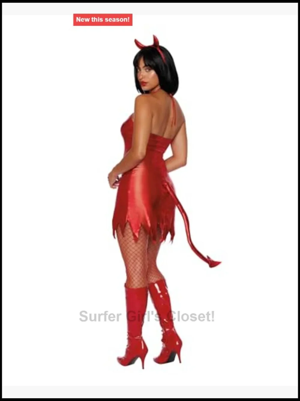 Dreamgirl Sexy Metallic Devil Costume Dress Faux Lace Up Three Piece Halloween